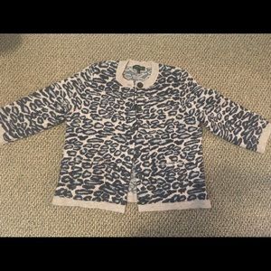 Ann Taylor Merino Wool Blend Leopard Sweater Large